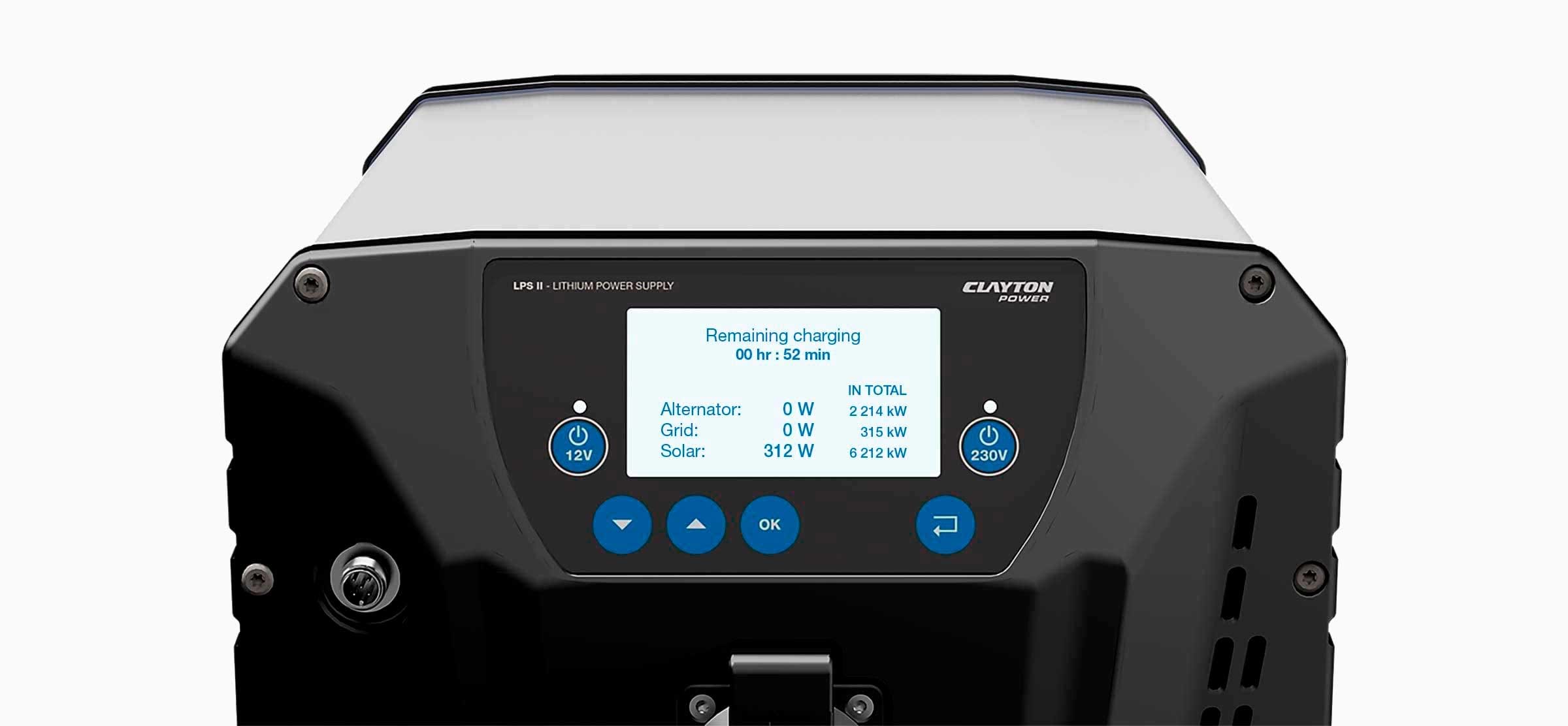 Power in the vehicle with a 230V and 12V battery system